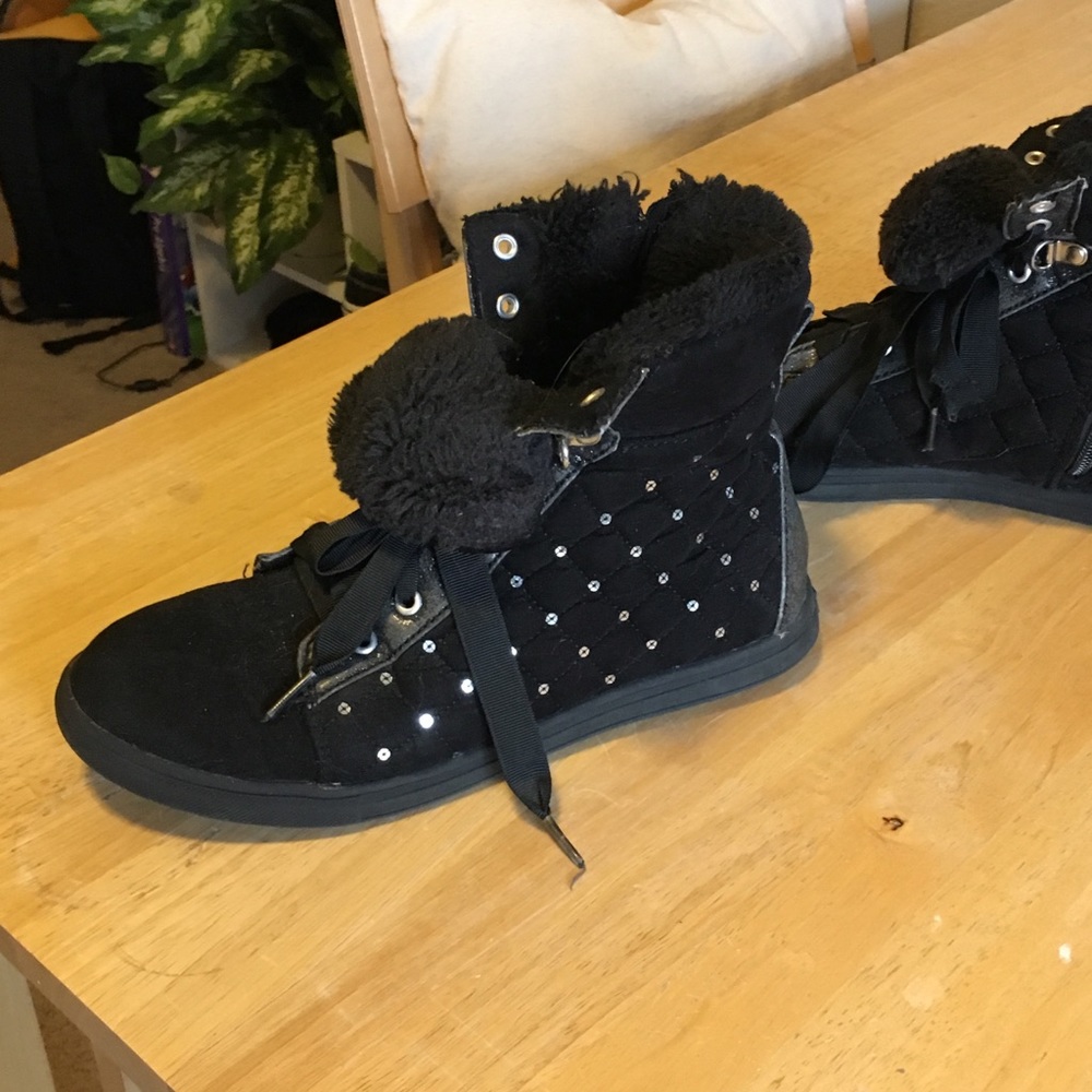 Sequin fur boots